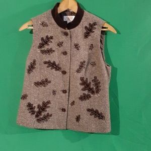 Talbots SP wool and silk blend embroidered vest
